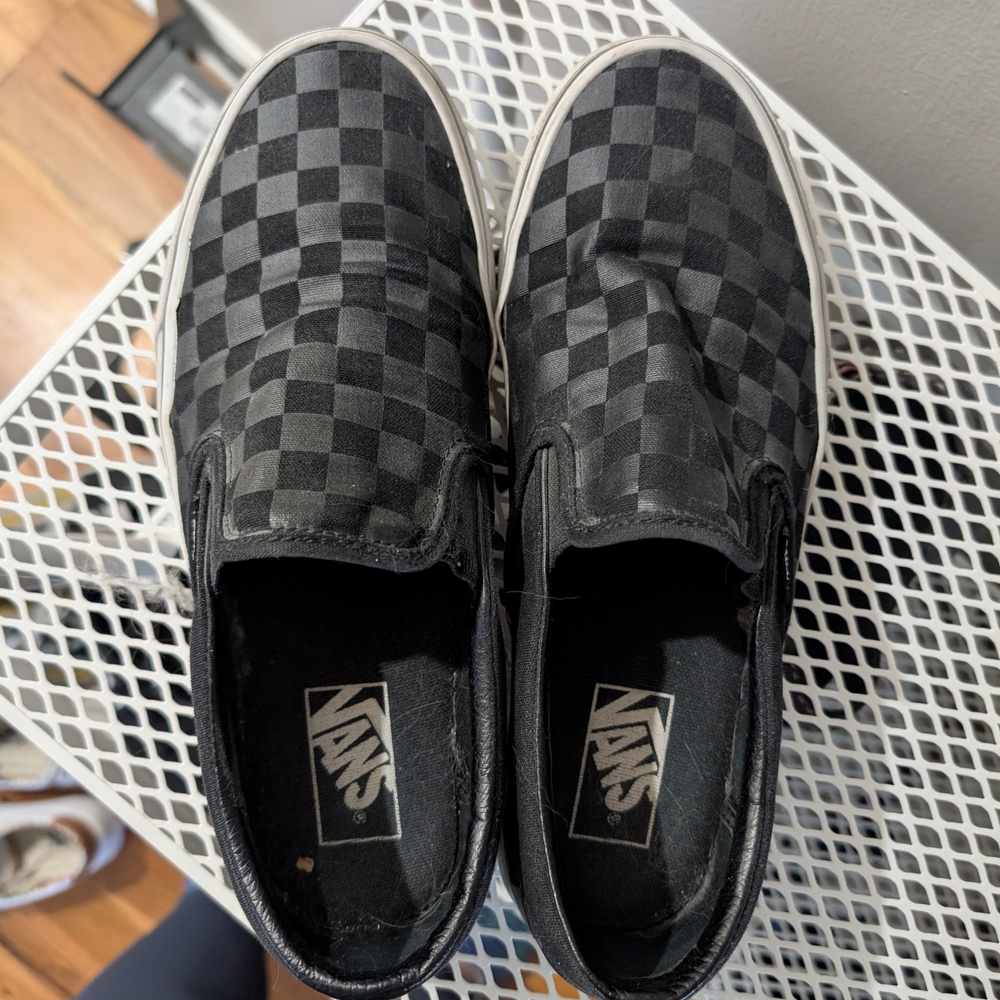 Vans Men's Black Checkered Slip-On Sneakers